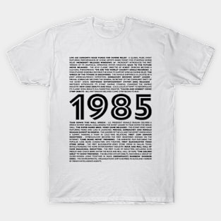 1985 Time Capsule Collection: Relive Iconic Moments from Your Birth Year T-Shirt